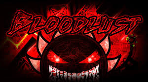 Rostro de Bloodlust en la estética roja de Geometry Dash
